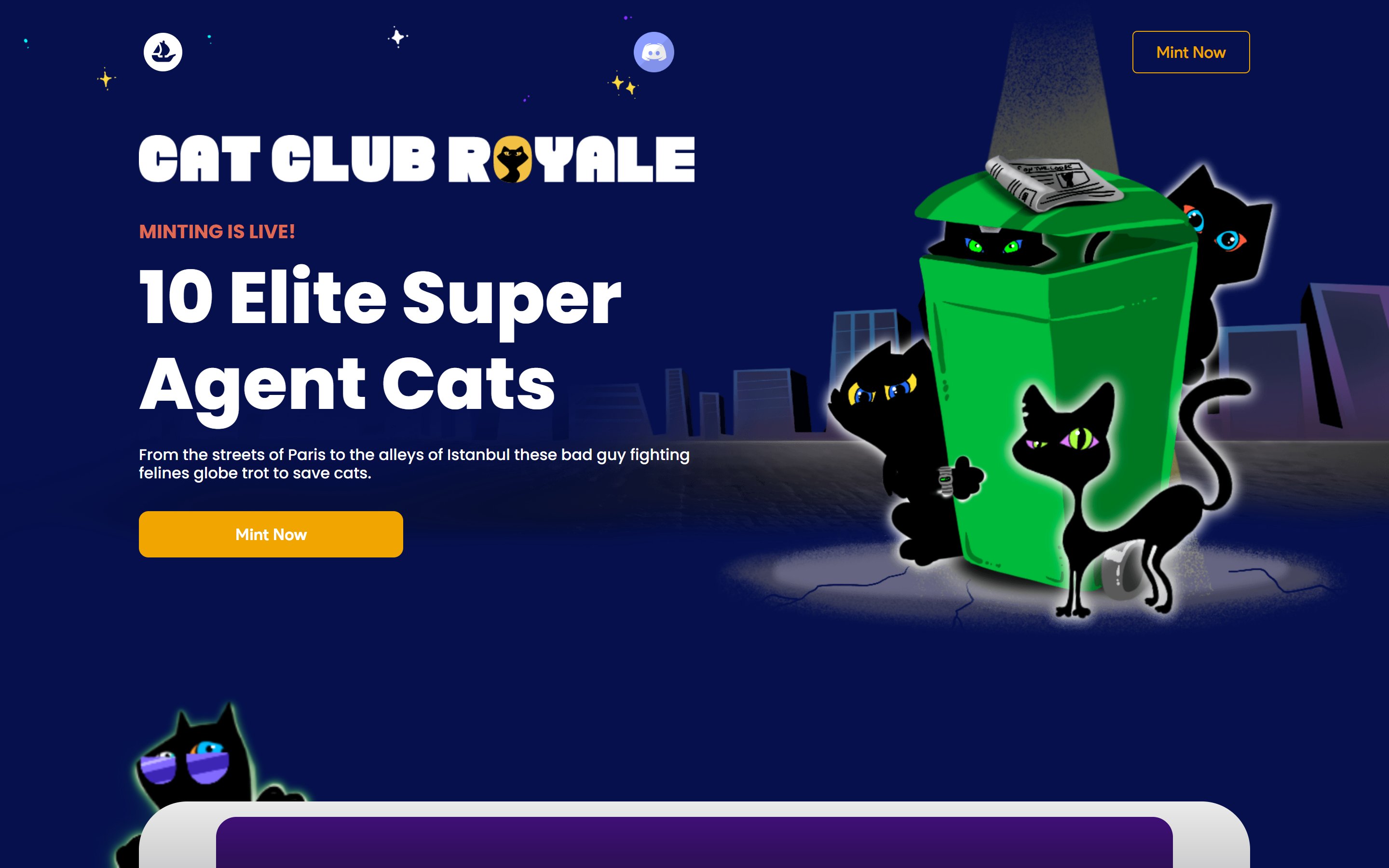 Cat Club Royale — NFT collection website screenshot