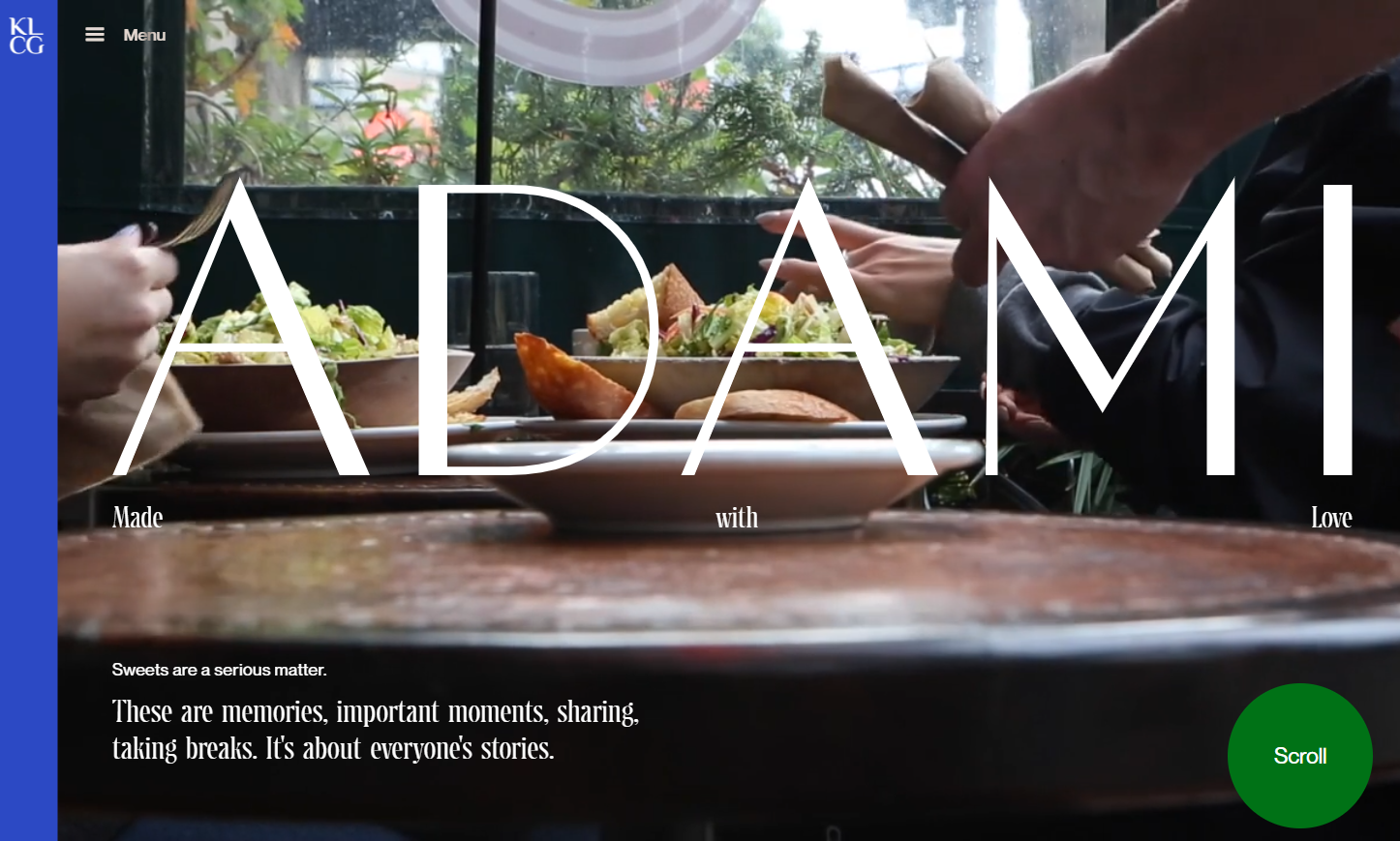 KLCG / Adami — artisanal confectionery website screenshot